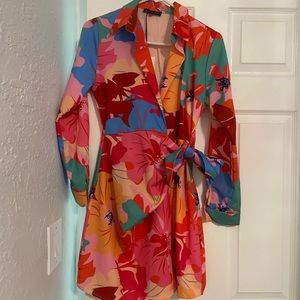 New Colorful Wrap Mini Dress